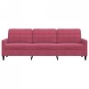 Sofa 3-osobowa, winna czerwień, 210 cm, obita aksamitem