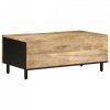 Stolik kawowy, czarny, 100x54x40 cm, lite surowe drewno mango