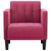 Sofa Fotel z Podłokietnikami Wino Czerwone 53 cm Aksamit