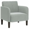 Sofa Fotel z Podłokietnikami Jasnoszary 54 cm Aksamit