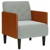 Sofa Fotel z Podłokietnikami Jasnoszary 55 cm Aksamit