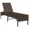 Leżak z poduszką Brązowy 55x200x44cm Polirattan