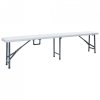 Składane ławki ogrodowe, 2 szt., 180 cm, HDPE, białe