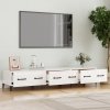 Szafka pod TV, wysoki połysk, biała, 150x34,5x30 cm