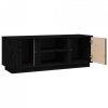 Szafka pod TV, czarna, 110x35x40,5 cm, lite drewno sosnowe