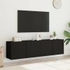 Ścienne szafki TV, 2 szt., czarne, 80x30x41 cm
