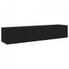 Ścienne szafki TV z LED, 2 szt., czarne, 80x35x31 cm