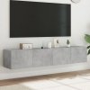 Ścienne szafki TV z LED, 2 szt., szarość betonu, 80x35x31 cm