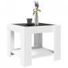 Stolik kawowy z LED, biały 53x53x45 cm, materiał drewnopochodny
