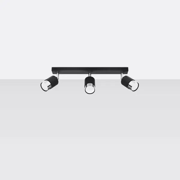 Plafon NERO 3 czarny/chrom