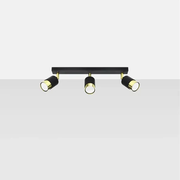 Plafon NERO 3 czarny/złoty