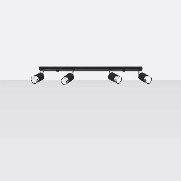 Plafon NERO 4 czarny/chrom