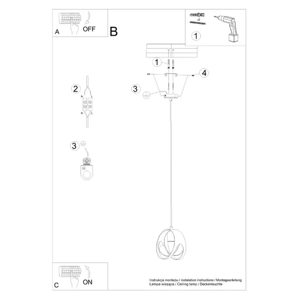 Lampa wisząca TULOS 1 czarna