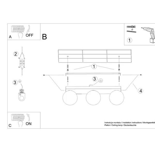 Plafon YOLI 3 biały