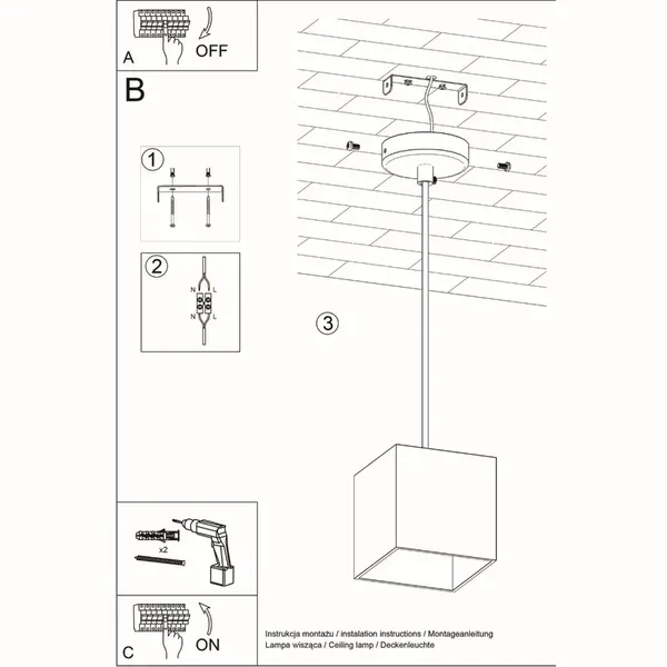 Lampa wisząca QUAD 1 czarny