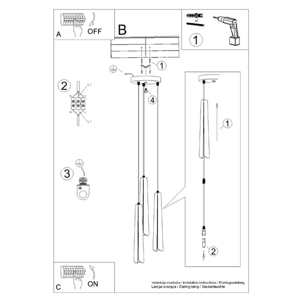 Lampa wisząca PRYSM 3P biała