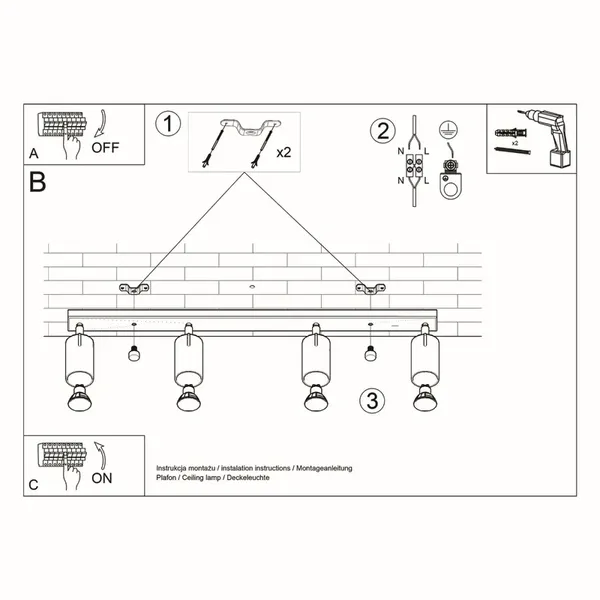 Plafon RING 4L biały