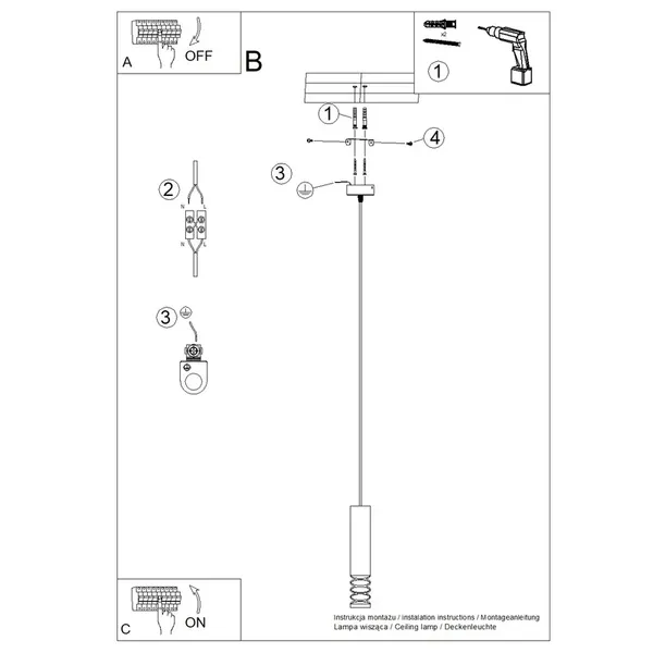 Lampa wisząca LAMI 1 biały