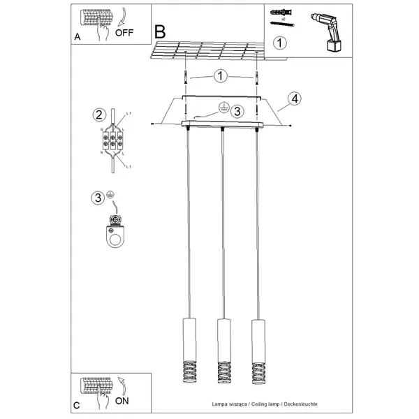 Lampa wisząca LAMI 3L biały