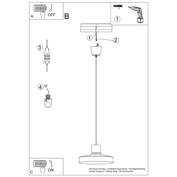 Lampa wisząca BILO błękitna