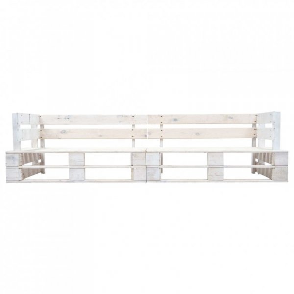 Ogrodowa sofa 2-osobowa z palet, biała, drewno