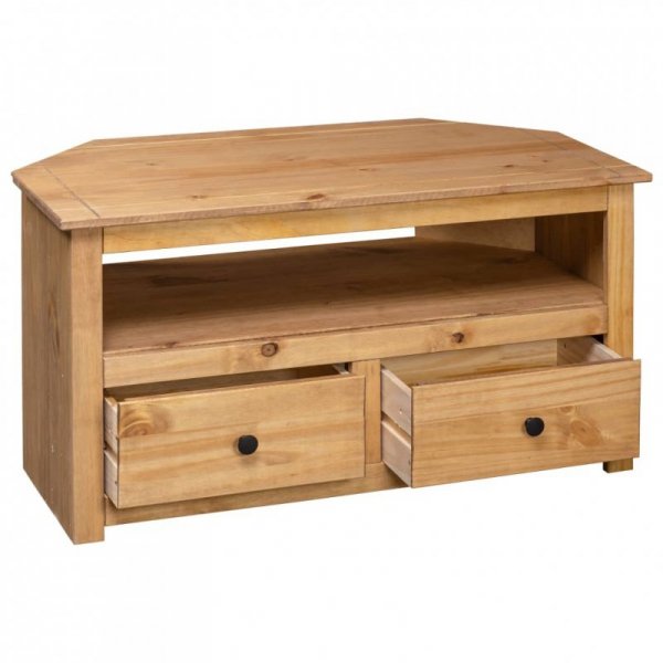 Szafka narożna pod TV, 93x49x49 cm, lita sosna, seria Panama