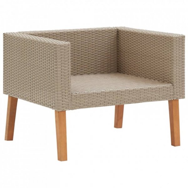 Pojedyncza sofa ogrodowa z poduszkami, rattan PE, beż