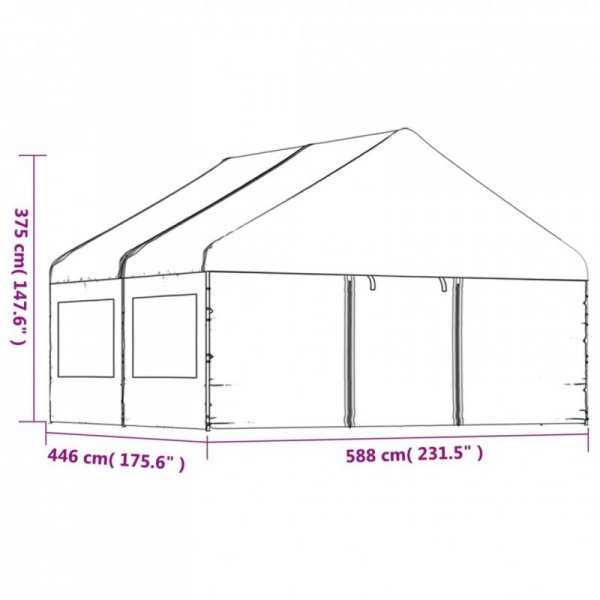 Namiot ogrodowy z dachem, biały, 4,46x5,88x3,75 m, polietylen
