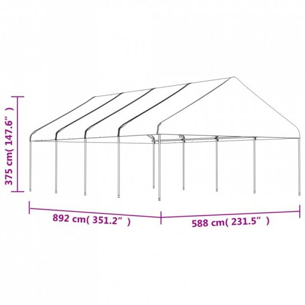 Namiot ogrodowy z dachem, biały, 8,92x5,88x3,75 m, polietylen
