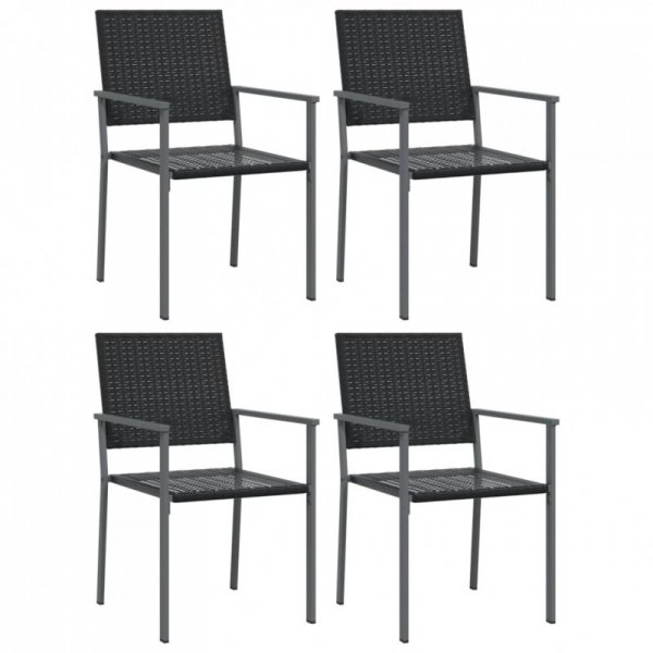 Krzesła ogrodowe, 4 szt., czarne, 54x62,5x89 cm, polirattan