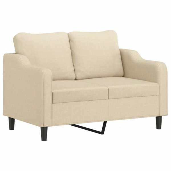 2-osobowa sofa z poduszkami, kremowa, 120 cm, tkanina