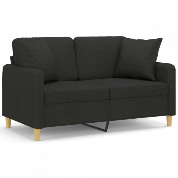 2-osobowa sofa z poduszkami, czarna, 120 cm, tkanina