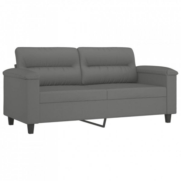 2-osobowa sofa z poduszkami, ciemnoszara, 140 cm, mikrofibra