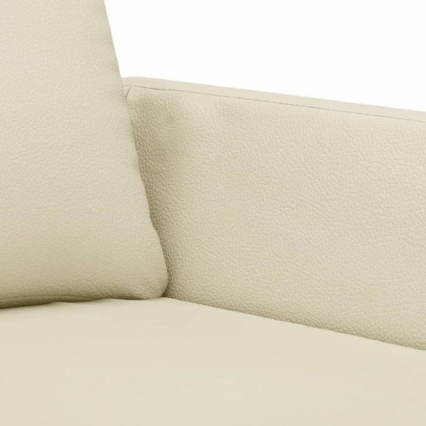 2-osobowa sofa z poduszkami, kremowa, sztuczna skóra