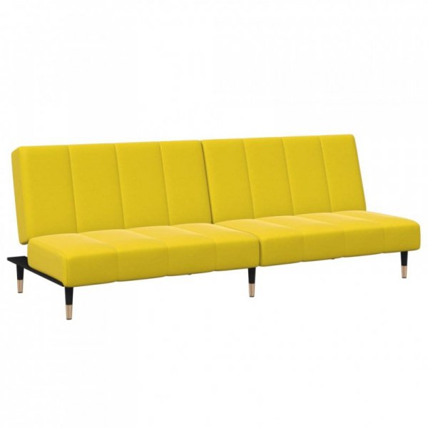 2-os. kanapa rozkładana, z podnóżkiem, żółta, aksamit