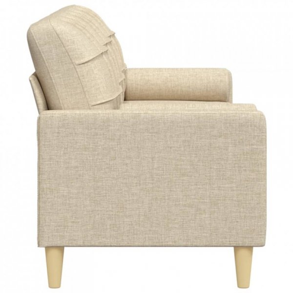 3-osobowa sofa z poduszkami, kremowa, 210 cm, obita tkaniną
