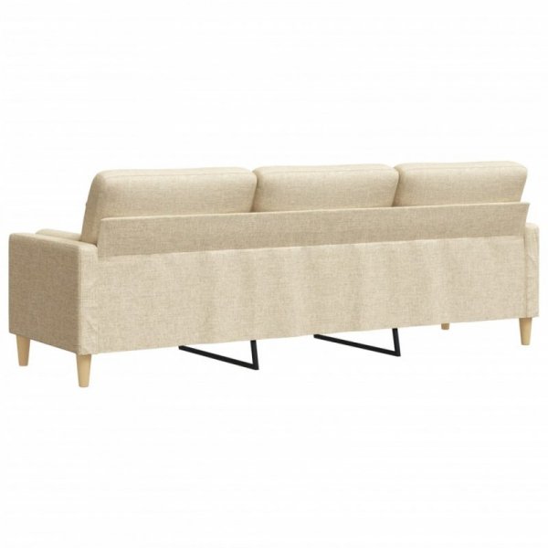 3-osobowa sofa z poduszkami, kremowa, 210 cm, obita tkaniną