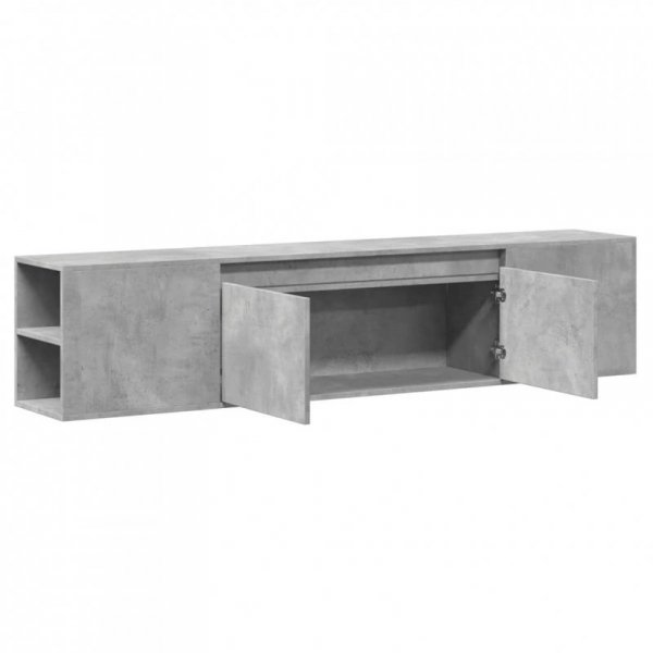 Ścienna szafka pod TV, z LED, szarość betonu, 180x31x39,5 cm