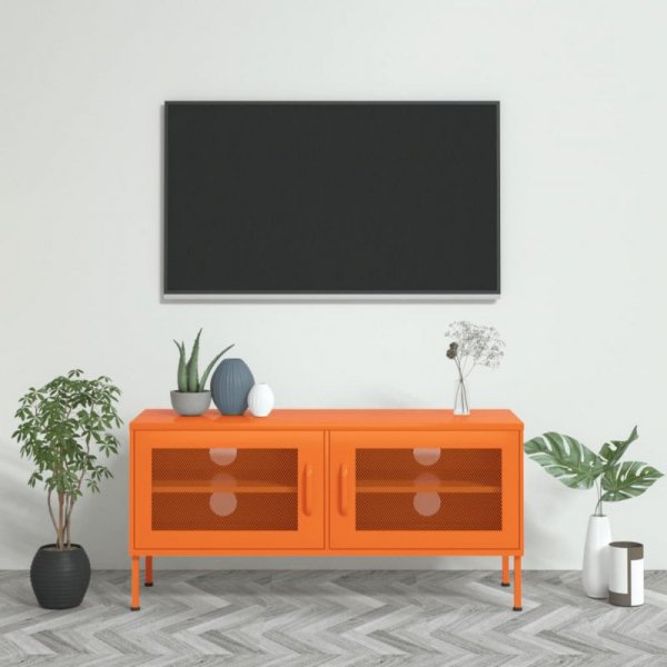Szafka pod telewizor, pomarańczowa, 105x35x50 cm, stalowa