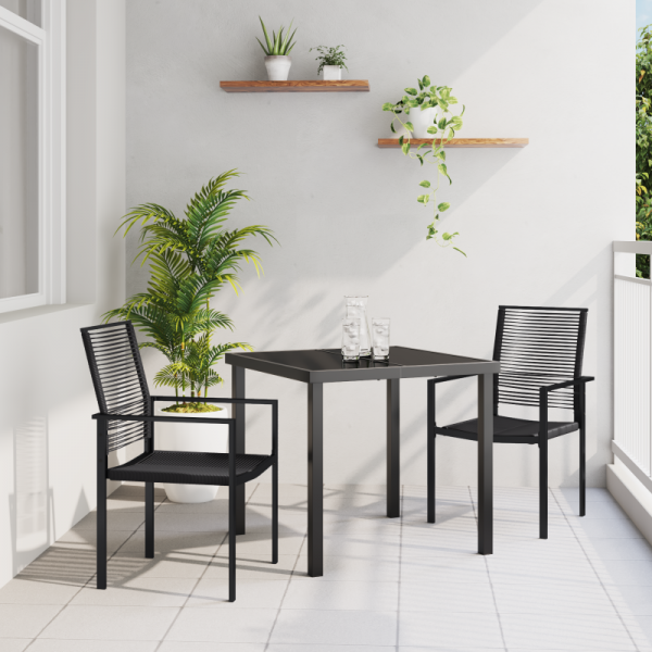 3-częściowy zestaw mebli ogrodowych  Czarny Rattan PVC