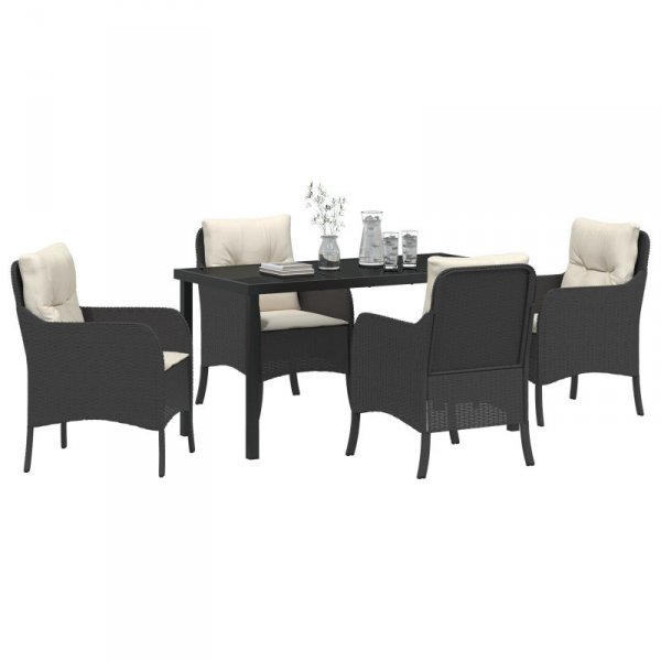 Zestaw 5 Piece Garden Dining Set z poduszkami czarny polirattan