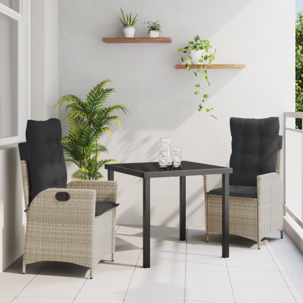Zestaw 2 Jasnoszary, Antracytowy Rattan PE, Stal malowana proszkowo