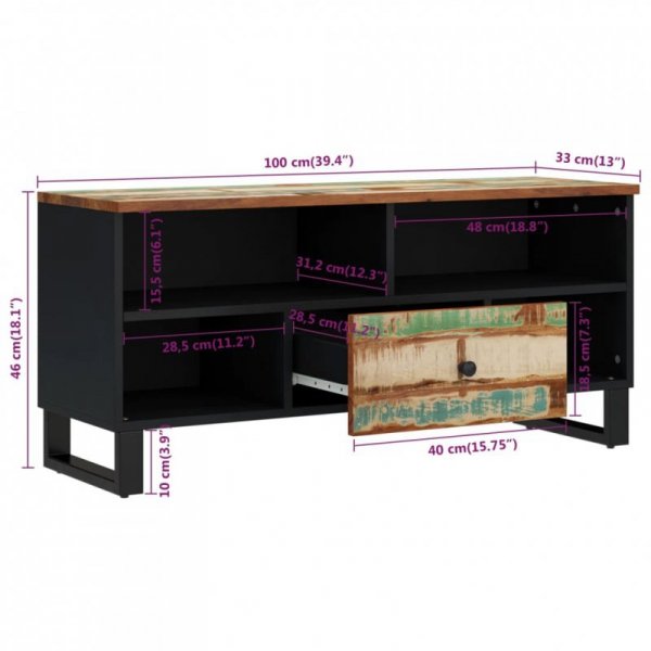 Szafka RTV, 100x33x46 cm, drewno i materiał drewnopochodny