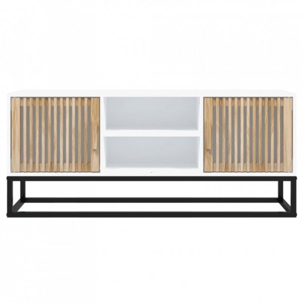 Szafka pod TV, biała, 105x30x45 cm, materiał drewnopochodny