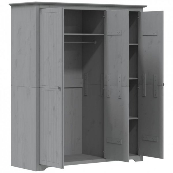 Szafa BODO, szara, 146x53,5x173 cm, lite drewno sosnowe