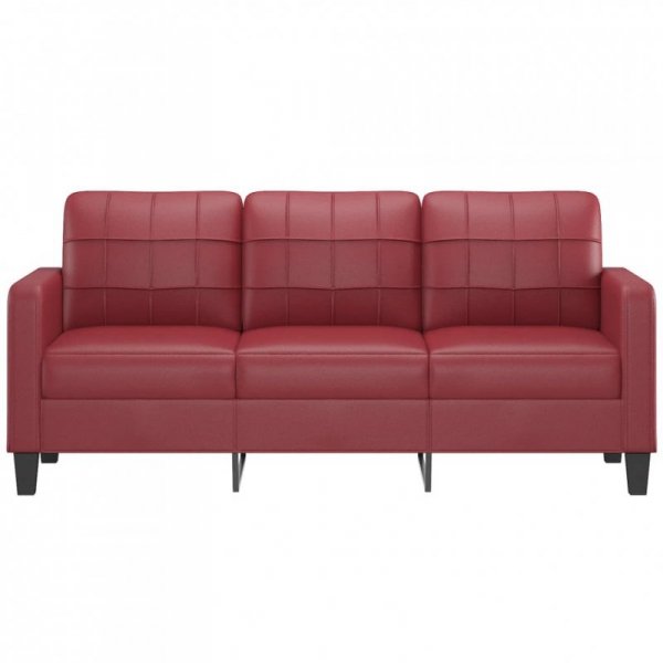 3-osobowa sofa, winna czerwień, 180 cm, sztuczna skóra