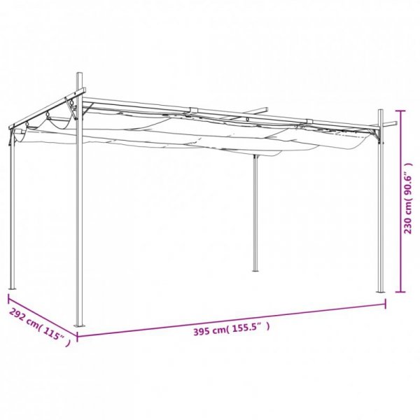 Pergola ze zwijanym dachem, kremowa, 395x292x230 cm