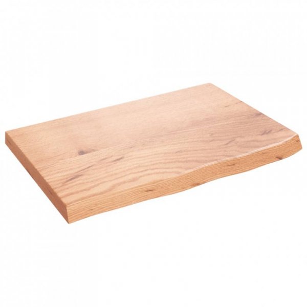Półka, brązowa, 60x40x(2-4) cm, lakierowane lite drewno dębowe
