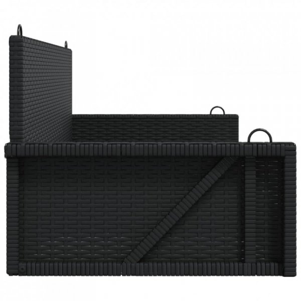 Ławka bujana, czarna, 119x56x48 cm, polirattan