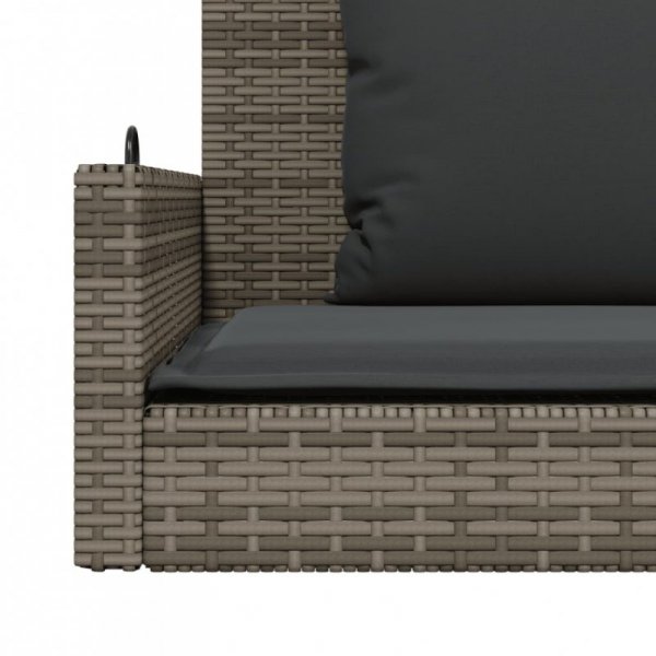 Ławka bujana z poduszkami, szara, 119x56x48 cm, polirattan